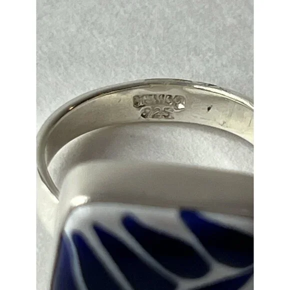 Square Talavera Ring 925 Sterling Silver  Artisan Handmade - Picture 9 of 16
